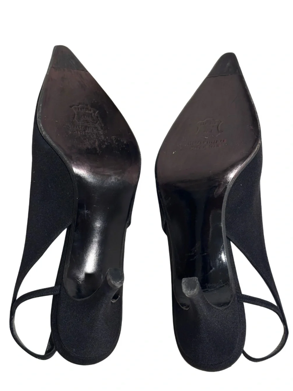 Stuart Weitzman Black Suede Crystal Embellished Slingback Pointed Toe Pumps 7.5